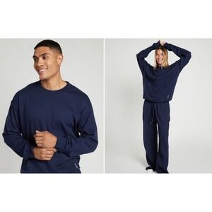 Comfrt Sweatshirt Unisex Size 3XL Navy Blue Waffle Knit Long Sleeve Pullover